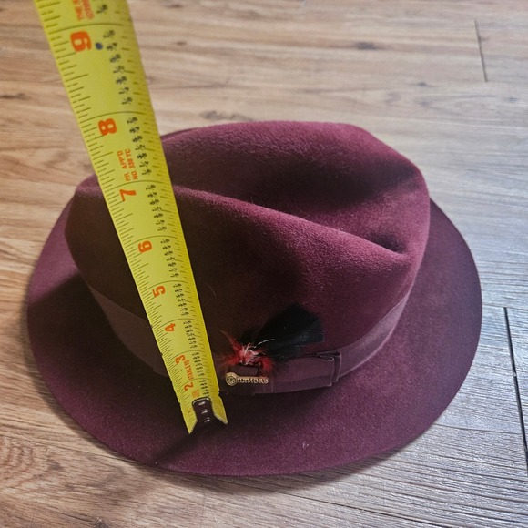 Biltmore Eleganza Fedora Hat Bordeaux Felt Leather Band 7 3/8 Quiet Luxury main image 3